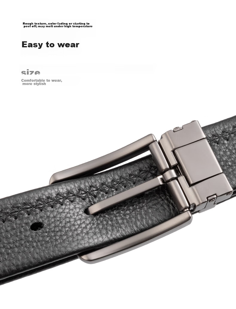 Aokang Men's Belt with Pin Buckle, Top-Grain Leather Waistband, Business Trouser Belt, Birthday Gift for Husband 4