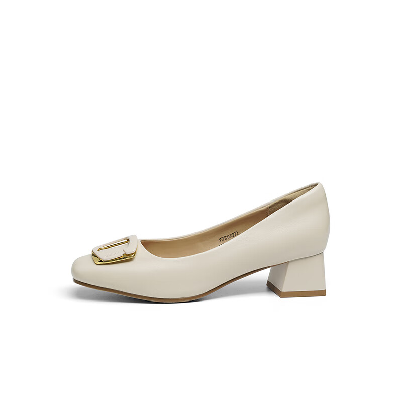 RED DRAGONFLY Chunky Heel Pumps for Women, Spring And Autumn Women's Shoes, French Elegant High Heels, Commuter Leather Shoes WFB15027 Beige 40