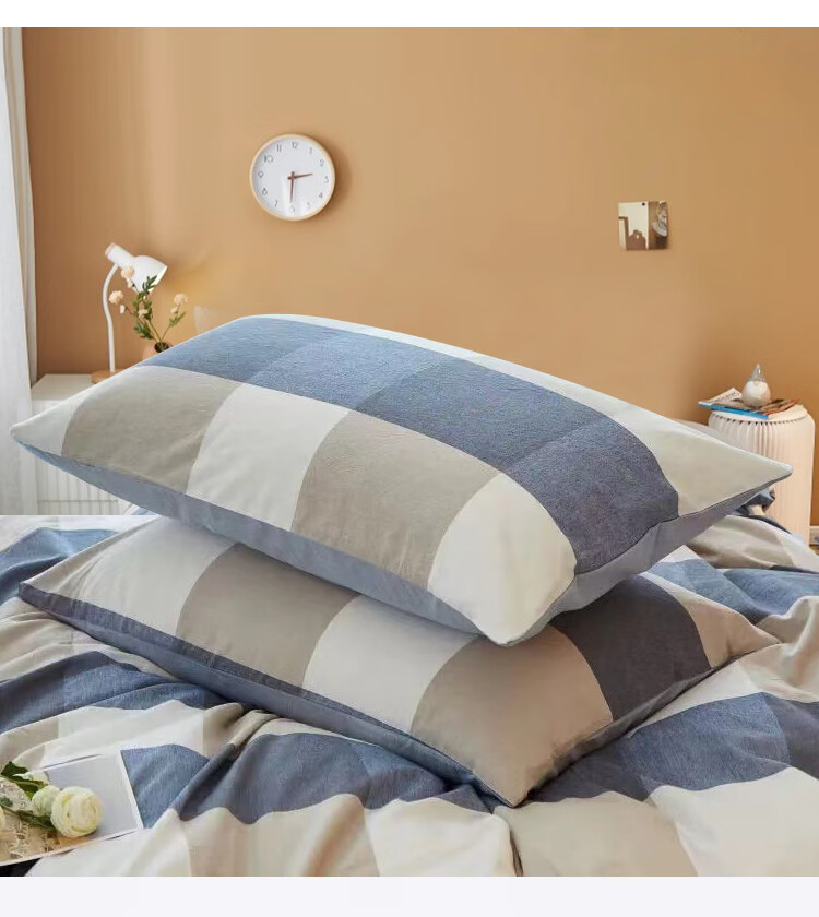 AVIVI 110g Washable Cotton Pillowcase + Pillow Set, Student Dormitory Hotel Home Use Pillow Core, Simple Grid Patter 3