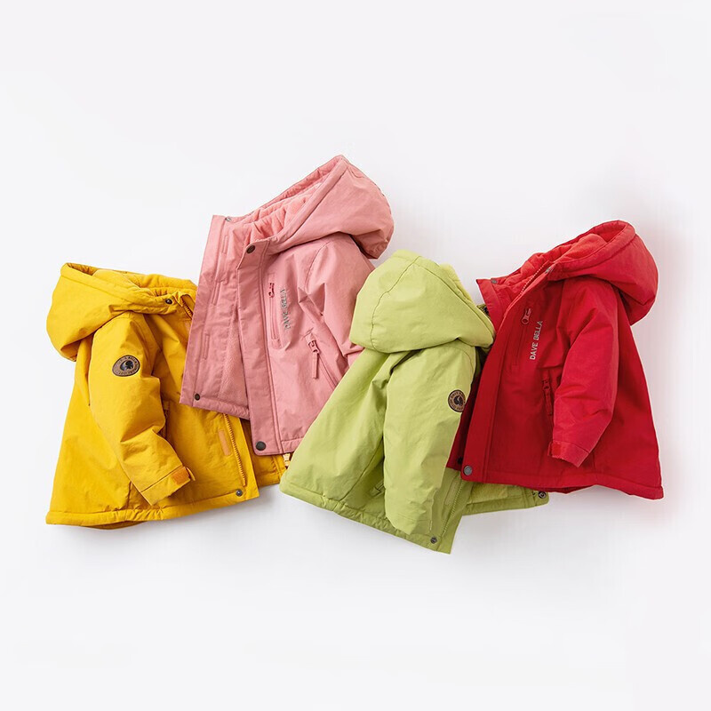 DAVE & BELLA Kids Cotton Padded Jacket Girls Winter Coat Boys Thickened Hooded Cotton Coat