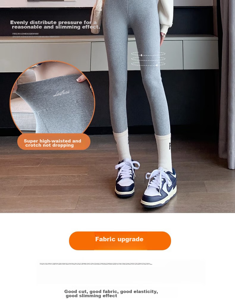 LangSha Ribbed Leggings for Women, Autumn Wear, High-Waisted, Slimming, Elastic Waist, Butt-Lifting, Calf-Slimming, Tight-Fitting Pants, Warm Cotton Trousers 13