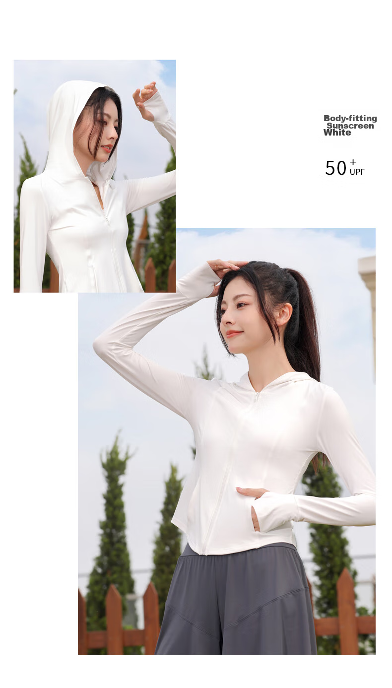 MiiOW Women's Hooded Sun Protection Jacket, Summer Ice Silk Cool-Feeling UV Protection Slim Lightweight Breathable Sports Coat 10