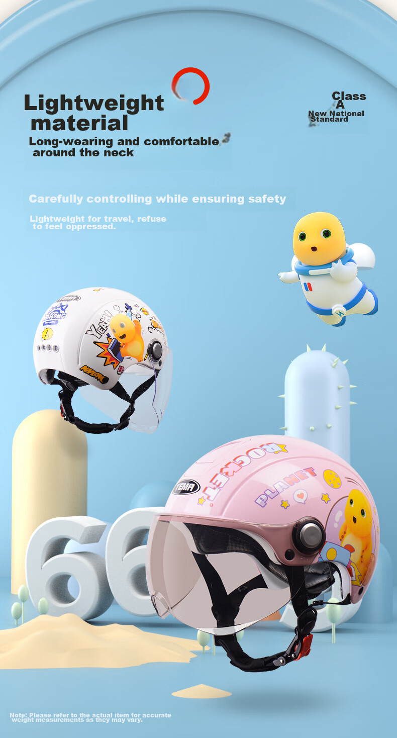 YEMA (YEMA) [Nailong Collaboration] 3C Certified New National Standard 237S Children's Helmet Summer Half Helmet Boys Girls Electric Motorcycle Safety Helmet Pink 9