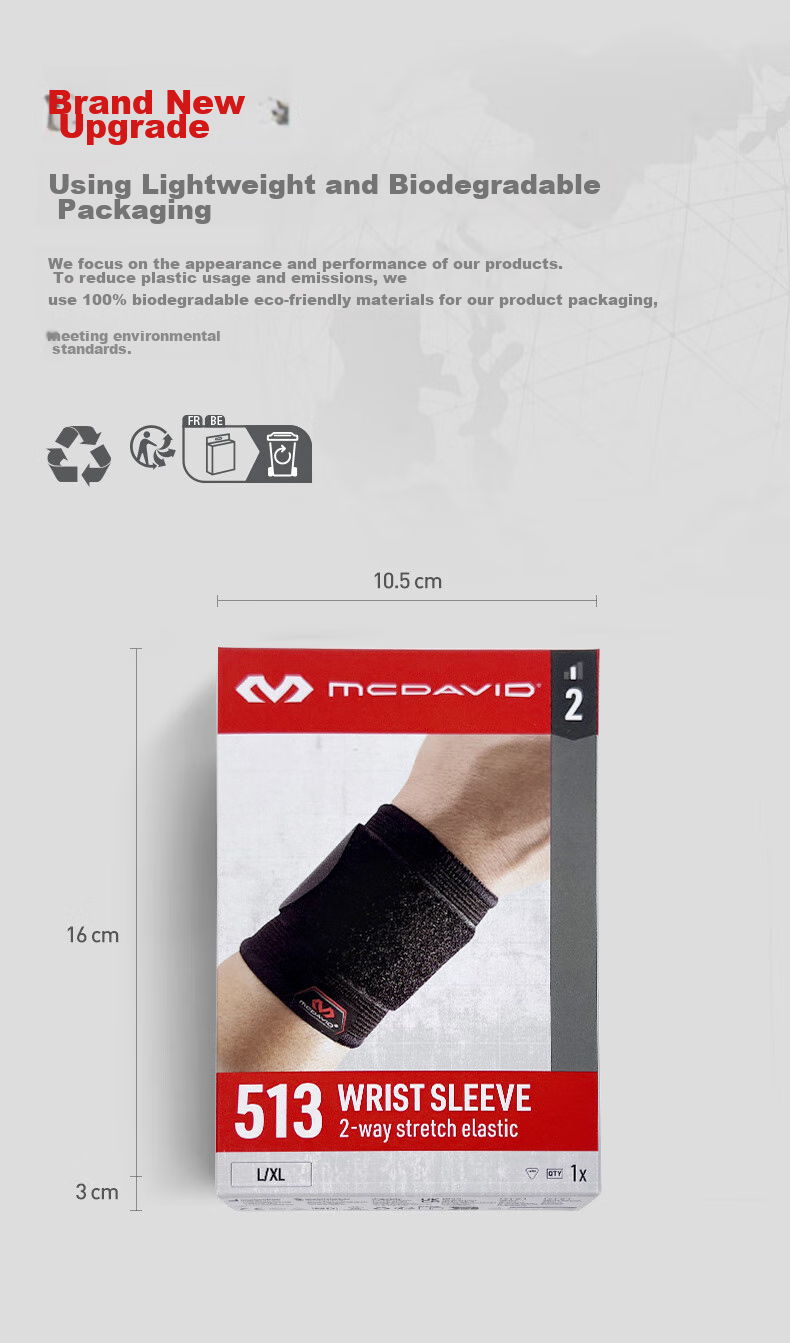 McDavid Tennis, Volleyball, Badminton Fitness Wrist Support Breathable Compression Band for Men And Women 513 Black L/XL 10