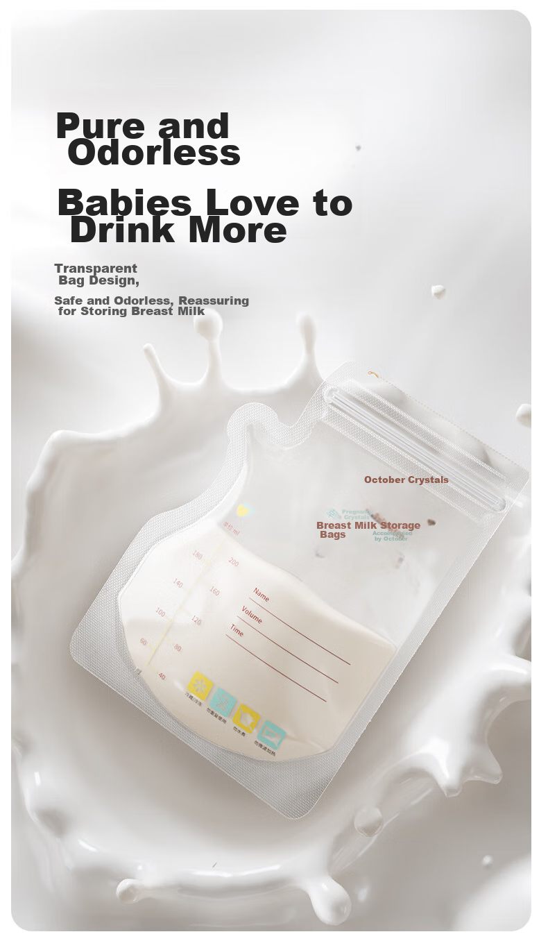 Shiyuejiejing Breast Milk Storage Bags, 200ML, 36 Pieces*2, Bottle Opening Style, Randomly Shipped 4