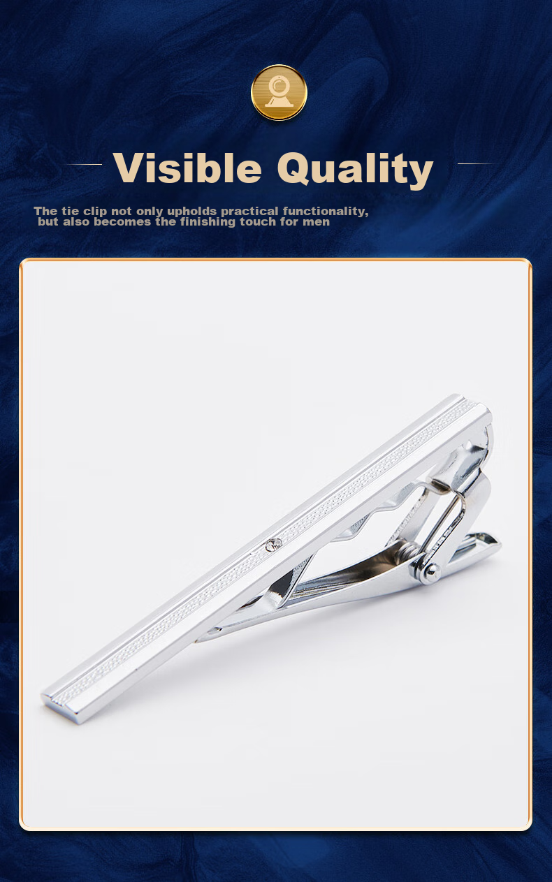 GLO-STORY Necktie Clip for Men, Formal Necktie Clip, Fashionable Minimalist Business Necktie Clip Gift Box Set MLJ934062 Silver A 3