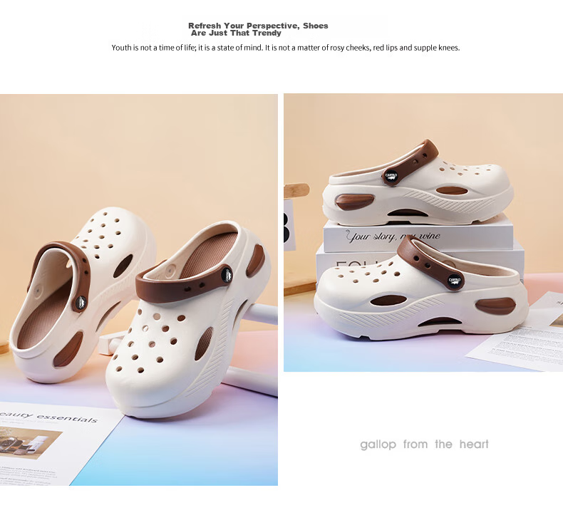 CARTELO Women's Perforated Shoes, Summer Sandals, Casual Slippers, Garden Dual-Use Beach Sandals for Women, 1463 White Pink, Size 37-38 19