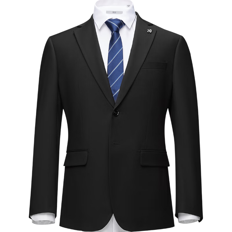 HLA Men's Suit Set, Spring And Autumn Light Business Classic Series, Black Suit Set for Men, Size 165/84A (44A)