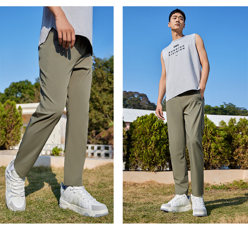 CAMEL Ice Silk Casual Pants for Men, Summer New Loose Straight-Leg Quick-Dry Sun Protection Dad Running Sports Trousers 8
