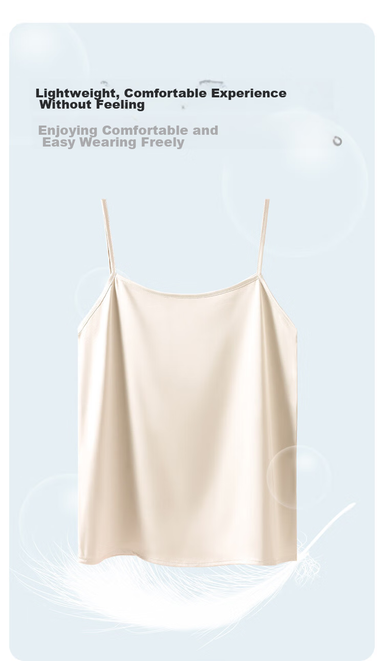 MiiOW Women's Camisole Tank Top for Spring And Autumn, Inner Wear Or Outer Wear, Beautiful Back Design, Faux Silk Thin Strap Basic Versatile Undershirt 6