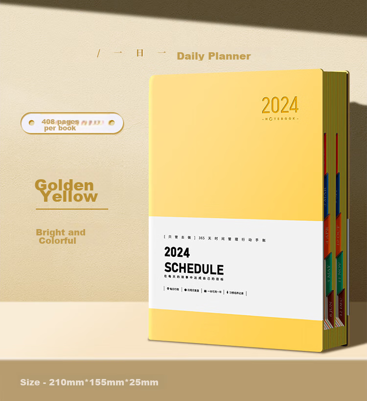 Ujia 202 Daily Planner, Work Schedule Efficiency Manual, Skin-Friendly Business Notebook, Time Management And Goal Planning, Office Journal, Customizable, Gray-Blue 7 25