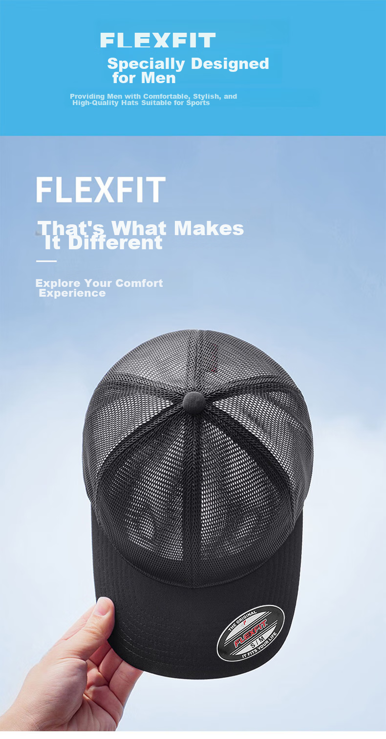 FLEXFIT Mesh Baseball Cap for Men, Summer Sun Protection Visor Cap, Breathable Duck Tongue Cap, Fully Enclosed Elastic Hat 2
