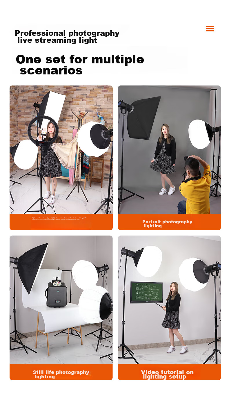 Hakutatz LG-300W Deep Softbox Kit, Live Streaming Fill Light, Professional Photography Lighting, Soft Sunlight Lamp, Continuous Light, Children's Portrait Photography, Video Portrait, Streamer Clothing Light Box Equipment 7