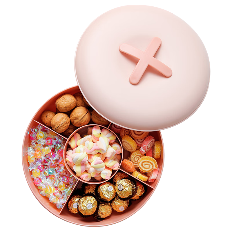 Jinghuisichuang Fruit And Nut Snack Storage Box, Dried Food Tray, Nut And Seed Dish with Compartments, Covered Candy Container