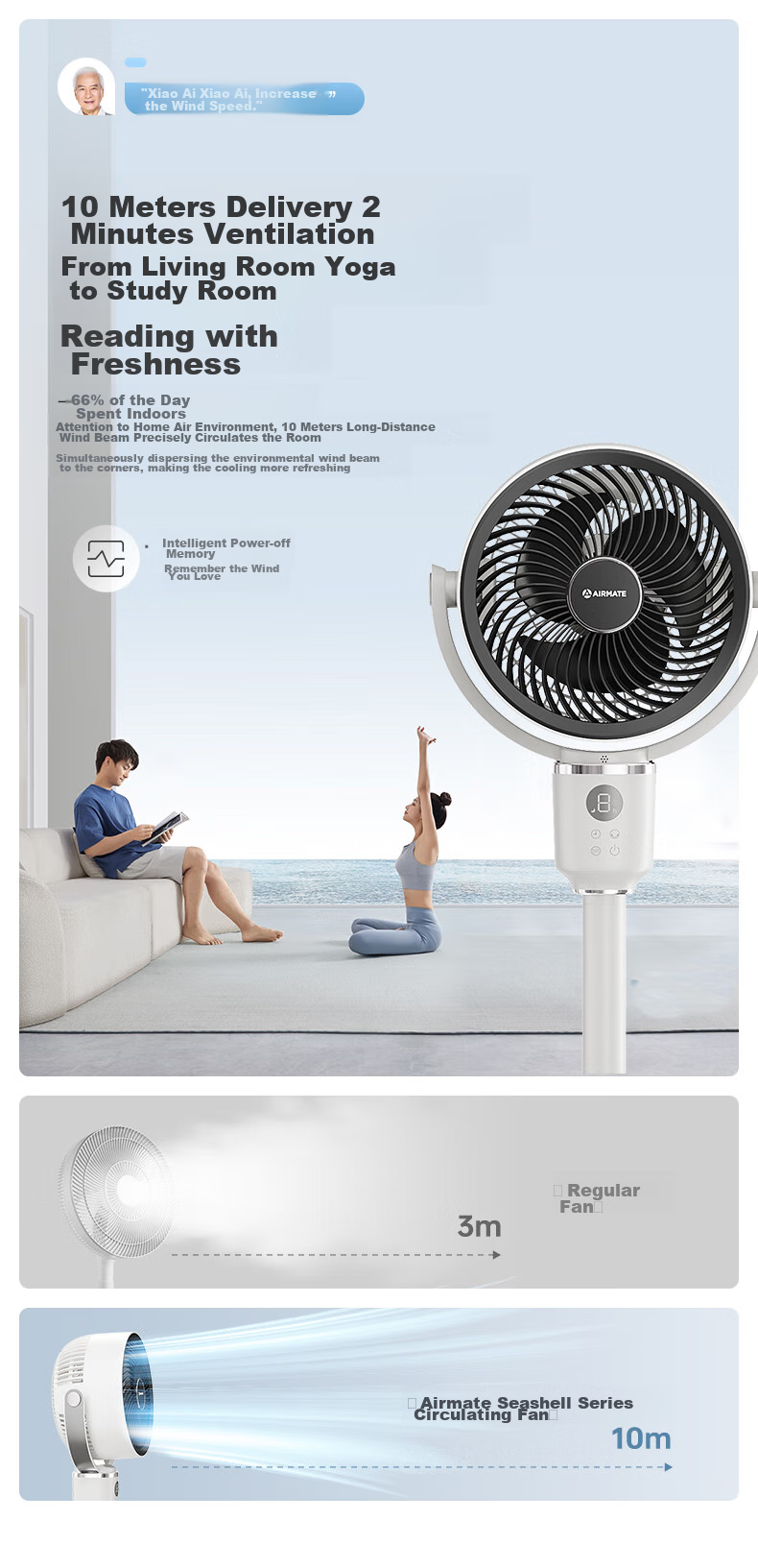 AIRMATE [Voice-Activated Mini Storm] Smart Air Circulation Fan, High-Power Electric Fan for Home Use, Small Floor Fan, Quiet Bedroom Fan with Gentle Breeze, SR160 6