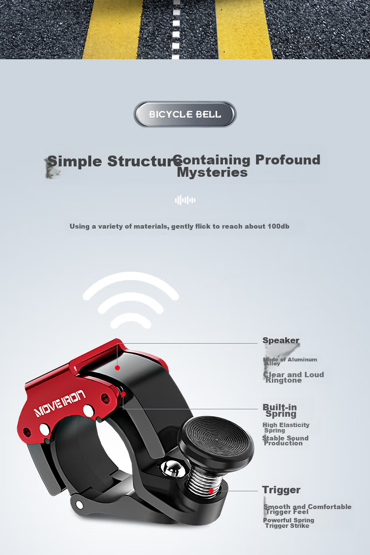 Move Iron Bicycle Bell, Mountain And Road Bike Portable Lightweight Horn, Aluminum Alloy Ultra-Loud Clear Invisible Bell, Red 8