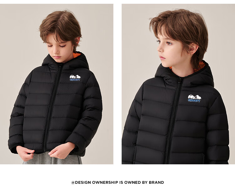 SNOOPY Children's down Jacket, 90% Down, Lightweight Hooded Warm Coat for Boys And Girls, Thin down Jacket for Older Children in Winter 10