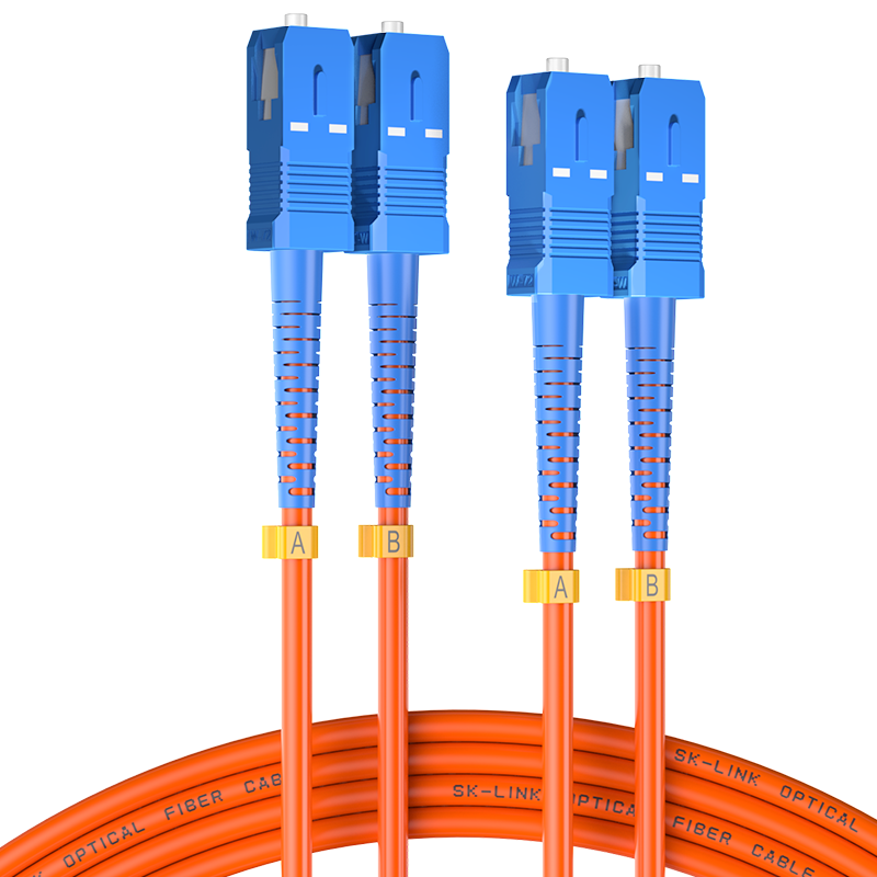 SK-LINK Fiber Optic Patch Cable, SC-SC Gigabit Multi-Mode Dual-Core UPC Fiber Optic Cable, Transceiver OM2 Pigtail, 50/125um Low Smoke Zero Halogen, 3 Meters, SK-TX1GMM