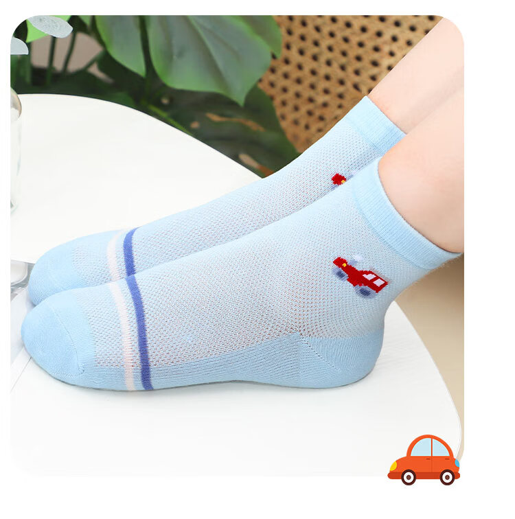 LangSha Children's Socks, Boys' Cotton Mesh Spring And Summer Thin Breathable Baby Mid-Calf Short Socks for Older Kids 17