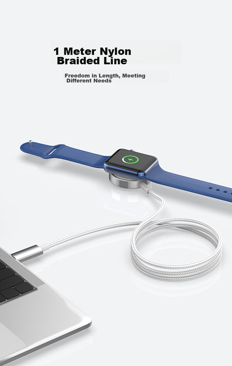 GDGO [Apple MFW Certified] Apple Watch Charger S12/11/10/9/Ultra3 Fast Charging Braided Cable Compatible with Apple Watch Wireless Charging, Includes Base Statio 9