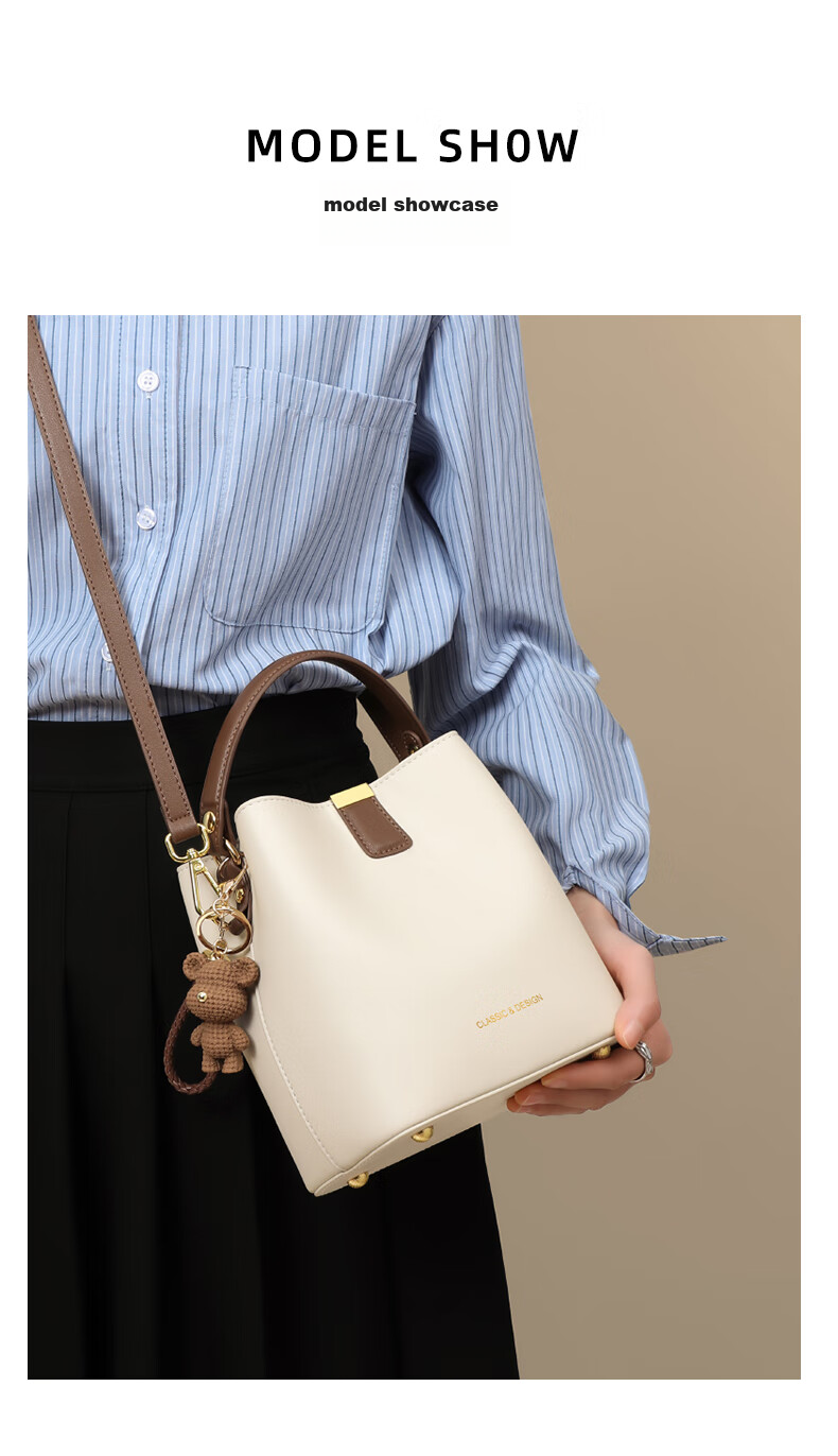 Viney Leather Handbag, Women's Brand Bucket Bag, Light Luxury Shoulder Crossbody Bag, Practical Birthday And Mother's Day Gift for Mom 10
