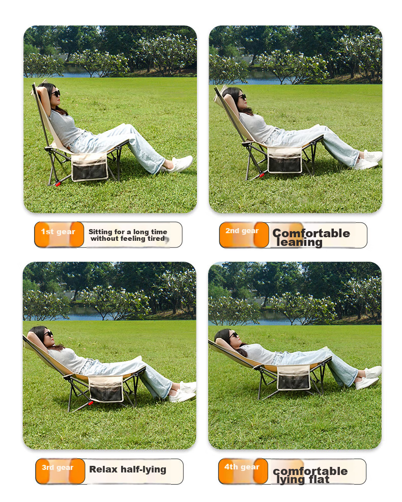 DU PONT Outdoor Camping Folding Chair Portable Lounge Chair Moon Chair with Footrest And Table Fishing Chair [Multi-Purpose Chair] 4
