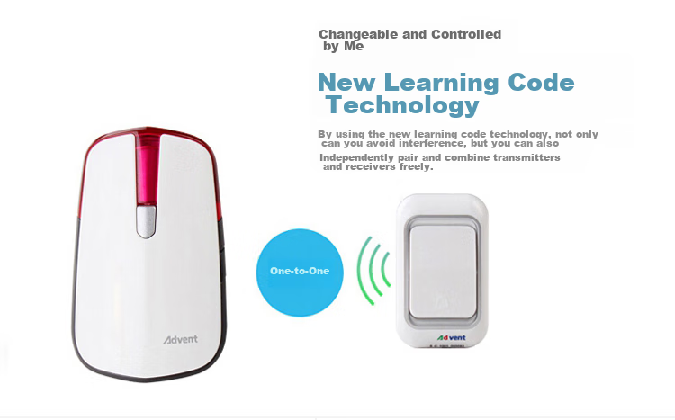 Advent Wireless Doorbell, Home Call Button, Long-Range E-581P One-To 7