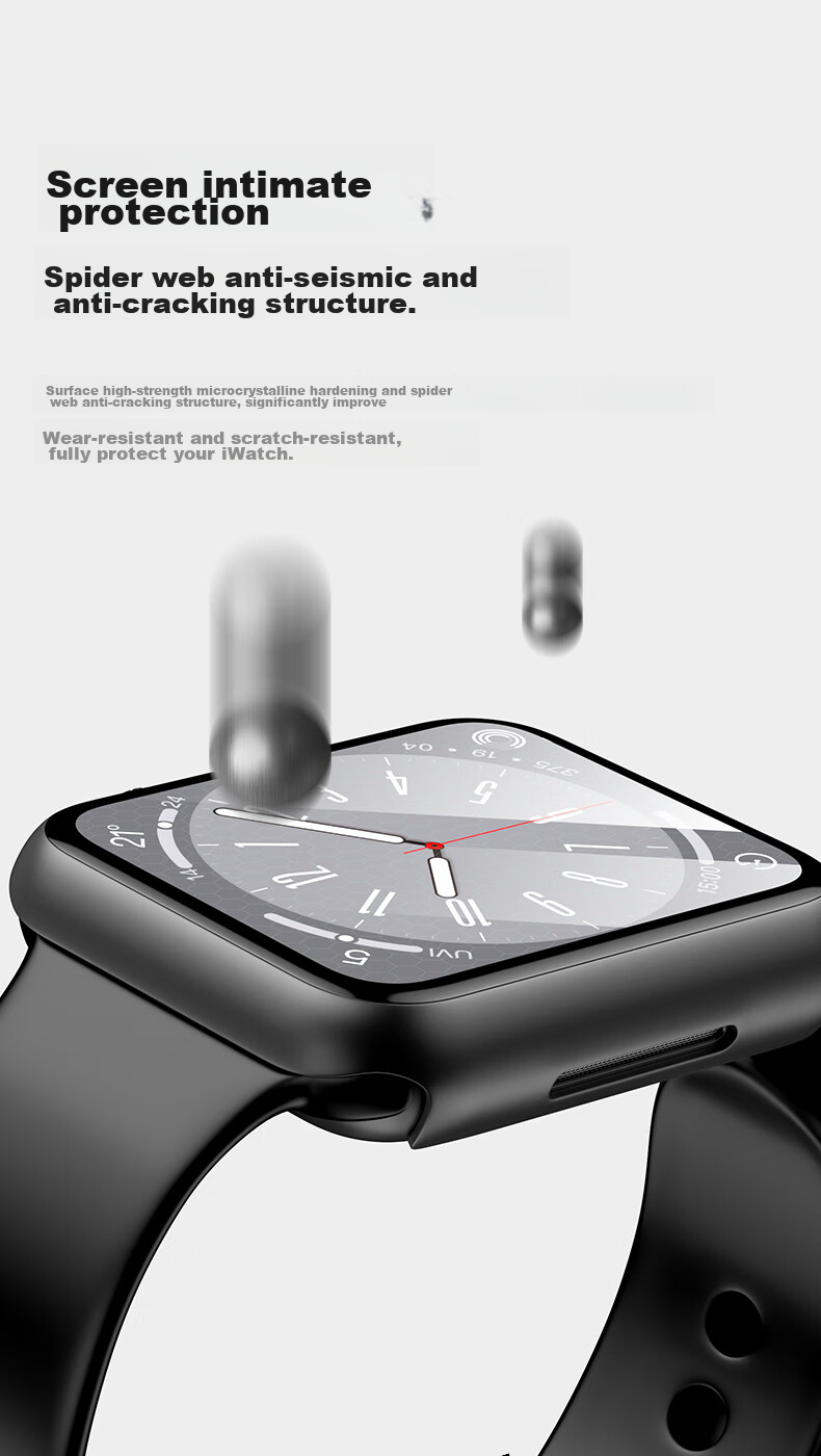 CangHua [Waterproof Anti-Fog] Integrated Protective Case Film for Apple Watch S9/S8/S7, Tempered Glass Screen Protector, Full Coverage Protective Case for Apple Watch, 45mm Black 12