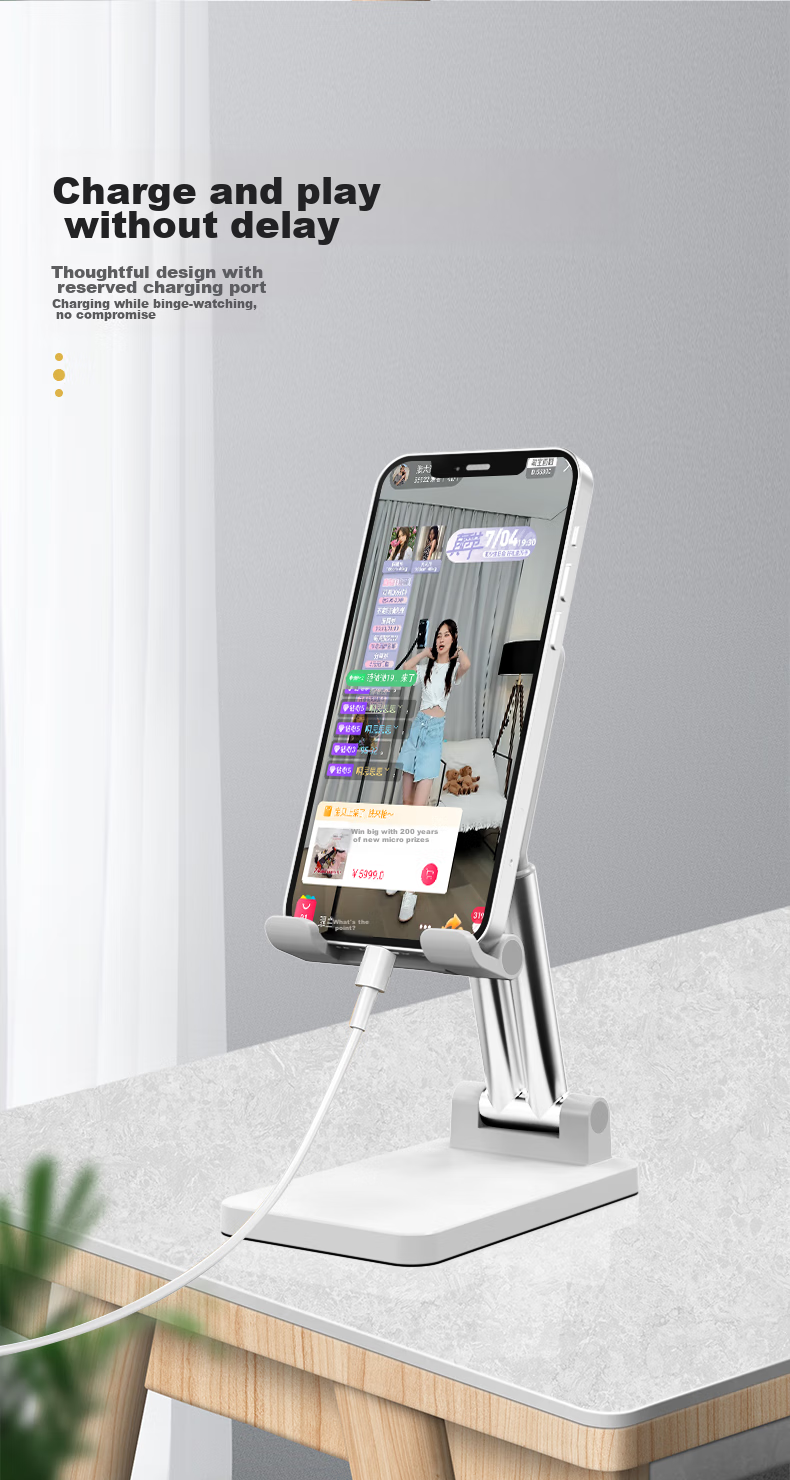 Kelleia [Upgraded Dual-Rod] Phone Stand, Live Streaming Desktop Stand, Lazy Stand, Influencer IPad Tablet Foldable Extendable Adjustable Stand, White 13