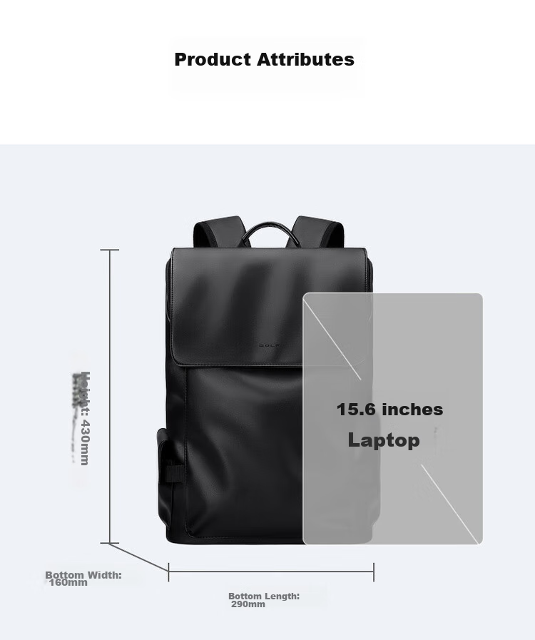GOLF Backpack for Men, Casual Soft Leather Backpack, Laptop Bag for Students, Flip-Top Travel Outdoor Business Sports Backpack 17