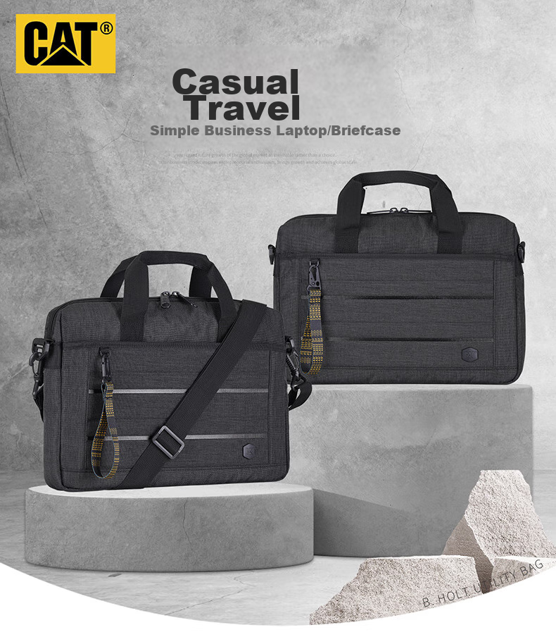 CAT Crossbody Bag, Lightweight Laptop Bag, 14-Inch Men's Business Briefcase, Multi-Pocket Handheld Shoulder Bag, Hanging Black 84349 2