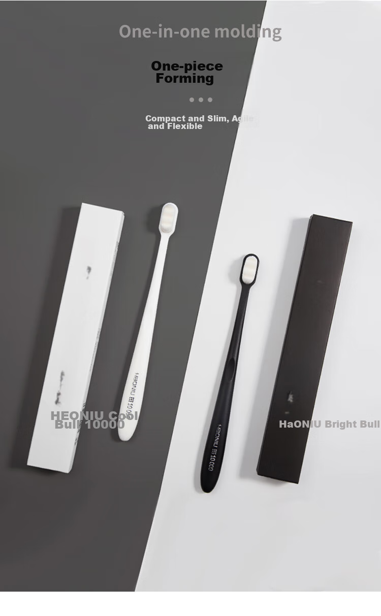 HAONIU Wanrou Black And White Adult Soft Bristle Toothbrush, 2 Pieces 2