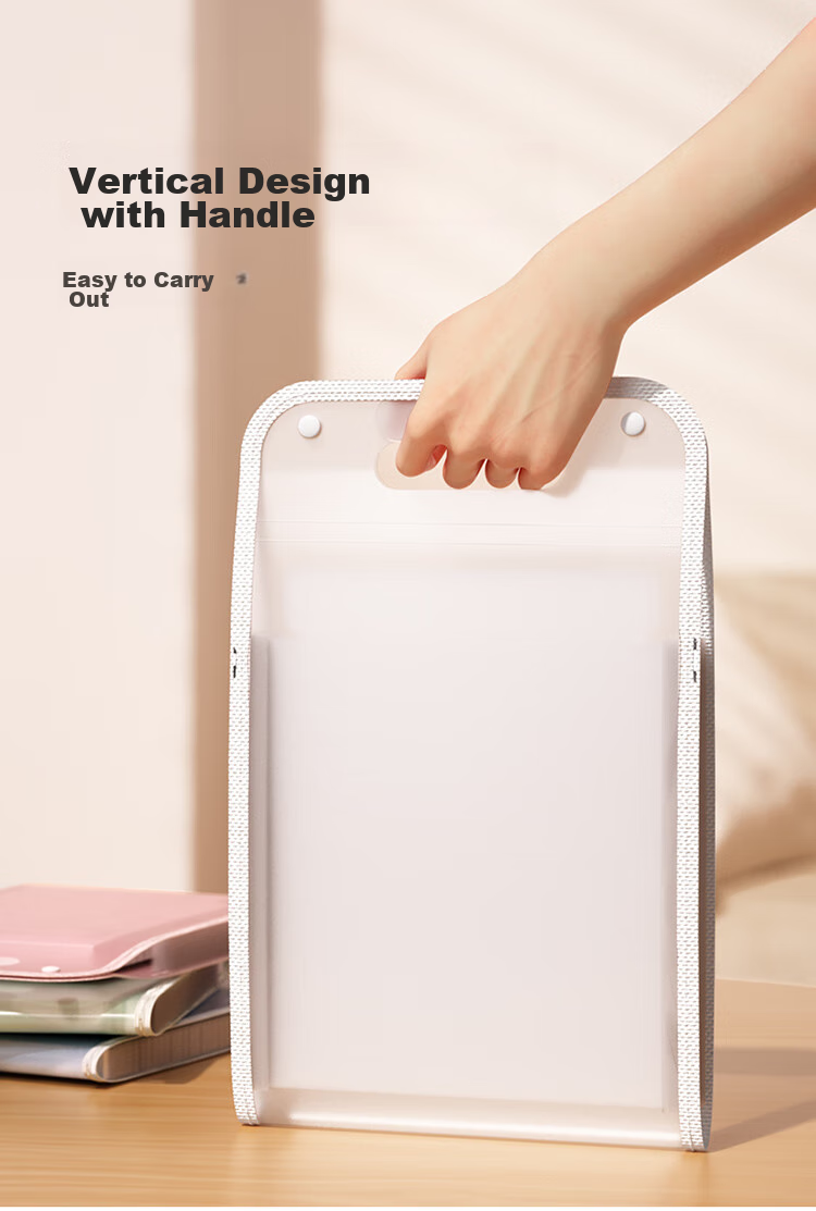 SHIGUANGXUE 13-Compartment Vertical Accordion File Folder, Blue, Single A4 Large Capacity, Transparent, for Primary And Secondary School Students, Subject Classification Storage Bag, Handheld Plastic Office File Folder Organizer 7