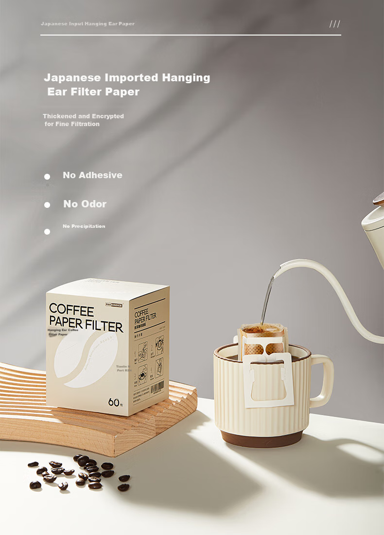 TEOTM Coffee Filter Paper, Drip Coffee Filter Paper, Pour-Over Coffee Filter Paper, Hanging Ear Bag Coffee Filter Mesh, Filter Paper for Hanging Ear 1