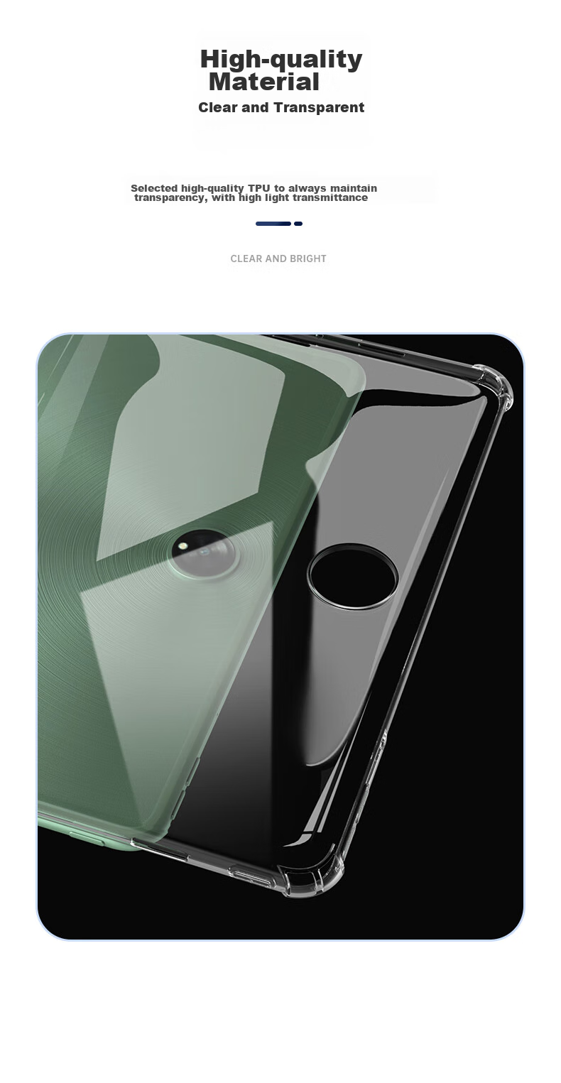 BIAZE Compatible with OPPO Pad2 2023 Model, 11.6-Inch Tablet Case, TPU Material Silicone Four-Corner Airbag Transparent Shockproof Protective Cover, PB420-Transparent White 8