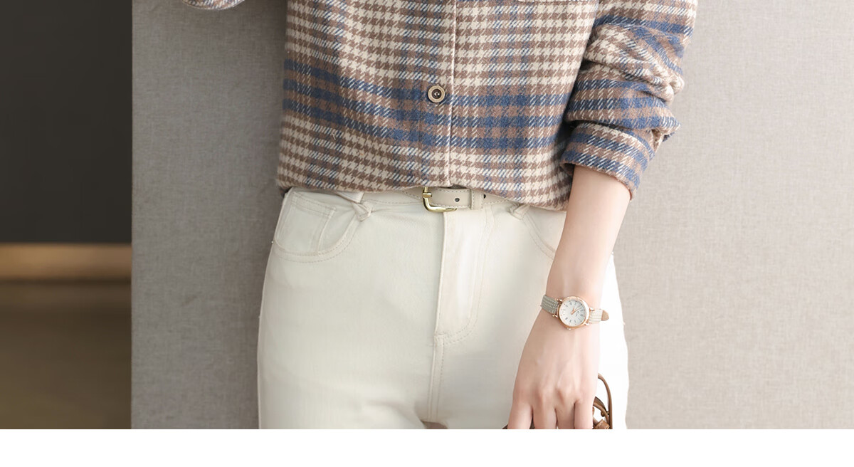YUZHAOLIN Korean-Style Fashionable Simple Loose Brushed Shirt Versatile Jacket Lapel Plaid Top Women's Blouse Y143C2002 16