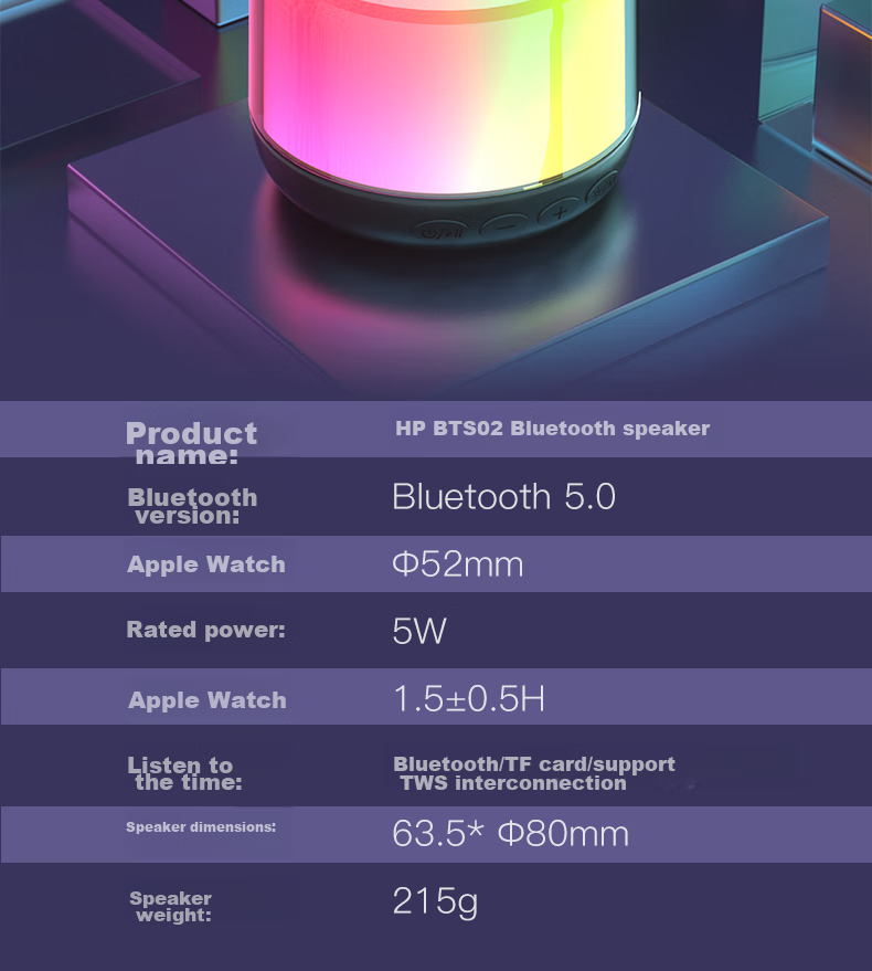 HP S05 Bluetooth Speaker, Dome-Shaped Color-Changing Speaker, Computer And Mobile Phone Home Mini Subwoofer, Small Portable Outdoor Wireless TWS Interconnected Speaker 21