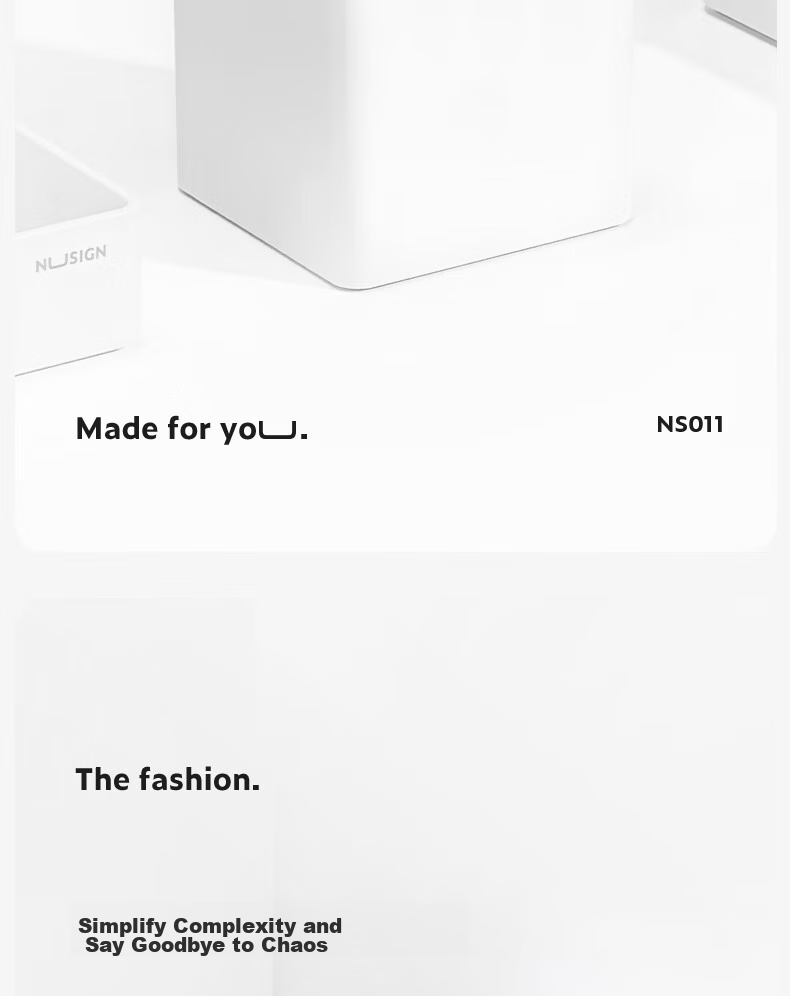 Deli Simple Grid Pen Holder, Office Desktop Storage Box, Non-Slip Base, Thickened Double-Compartment Cosmetic Organizer, Office Supplies, Ivory White NS011 3