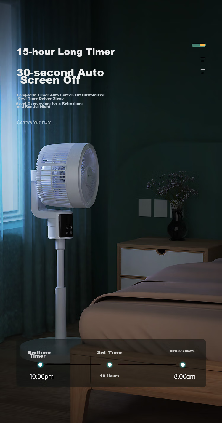 AUCMA Air Circulation Fan, Home Electric Fan, DC Inverter Floor Fan, Adjustable Height with Remote Control, Quiet Low-Noise Electric Fan, 8-Degree Oscillation Circulation Convection A205(Y) 6