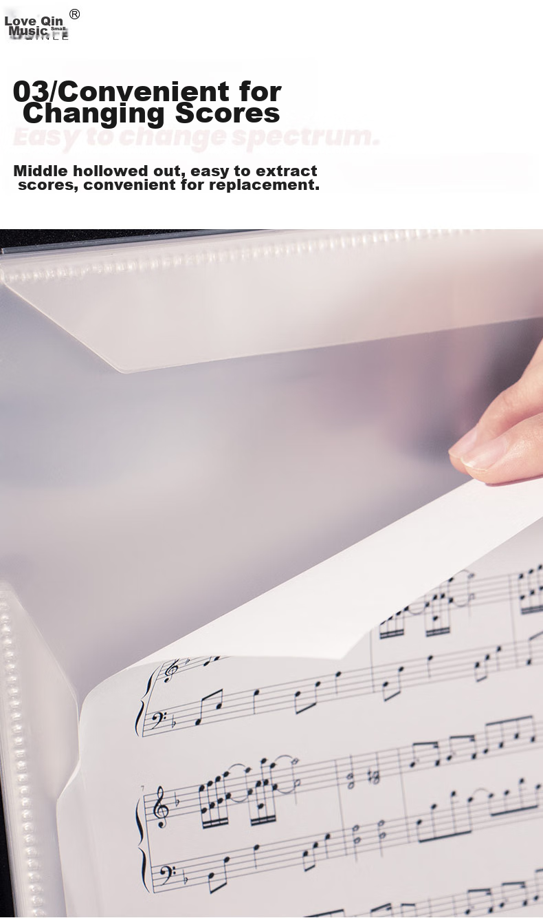 Aiqinle A4 Sheet Music Folder, Full-Size Open, Four Pages, Holds 40 Sheets, Stylish Black Piano Score Folder, Multifunctional And Editable 5