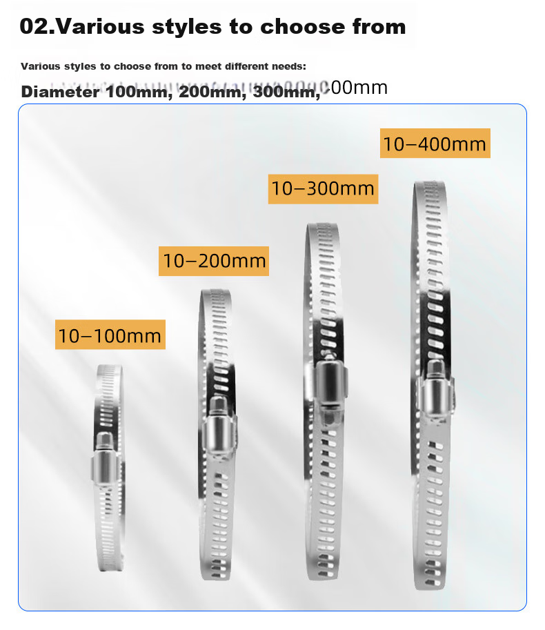 Minhongshi Camera Clamp Bracket, Full Steel Clamp, Stainless Steel Hose Clamp, Electrical Wire Pole Clamp, Stainless Steel Pipe Clamp Ring, Diameter 400MM 3