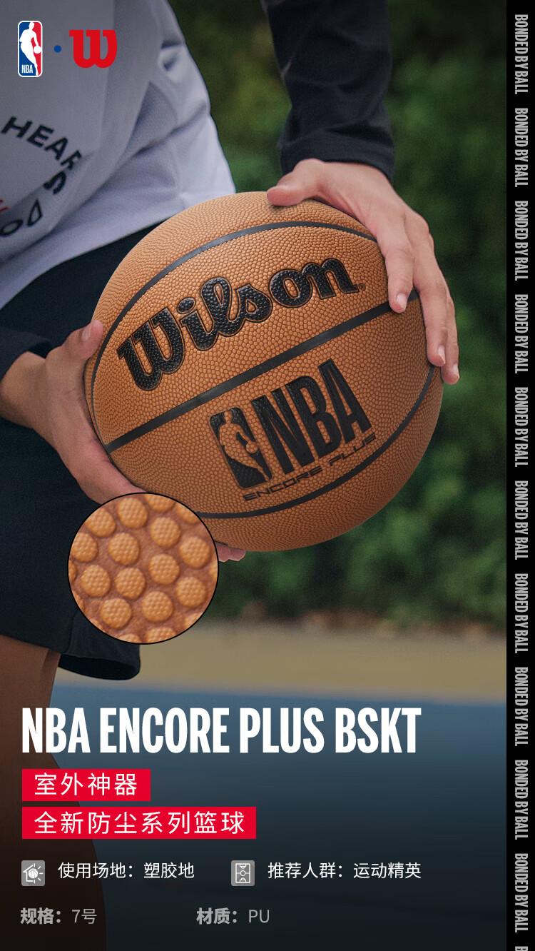 Wilson NBA Encore Plus Dustproof Leather Outdoor Adult Size 7 Basketball - Year of the Horse New Edition 1