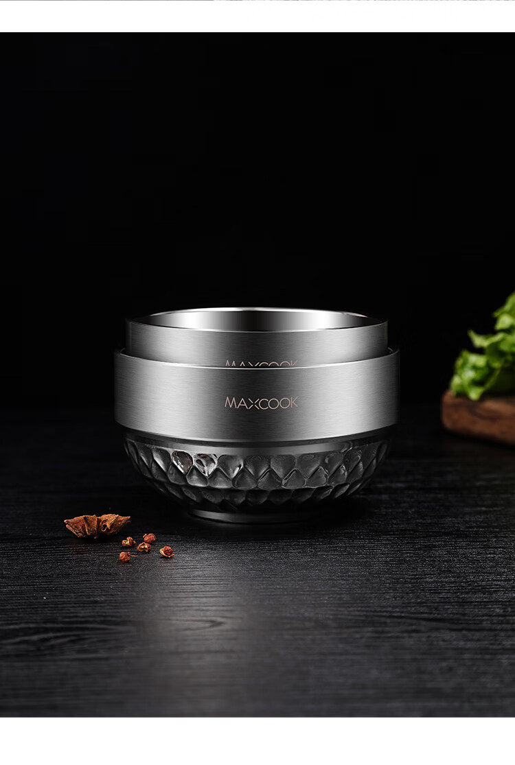 MAXCOOK 316L Stainless Steel Bowl, Salad Bowl Soup Bowl Double-Layer Insulated Rice Bowl Tableware Noodle Bowl 22cm MCWA9898 14