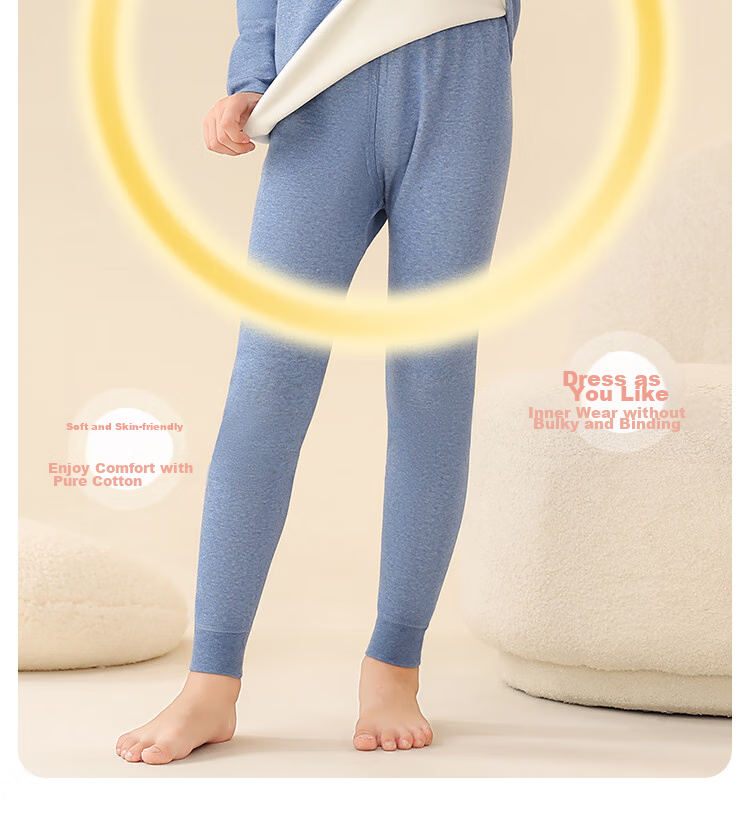 LangSha [Thickened School Uniform Essential] Children's Thermal Underwear, Boys' Three-Layer Padded Autumn Top And Pants, Pajama Set 8