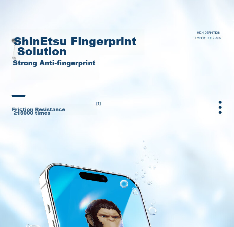 BLUEO Tempered Glass Screen Protector for Apple IPhone 15/14 Pro, Fully Transparent, Full-Screen High-Definition Anti-Drop Protective Film 10