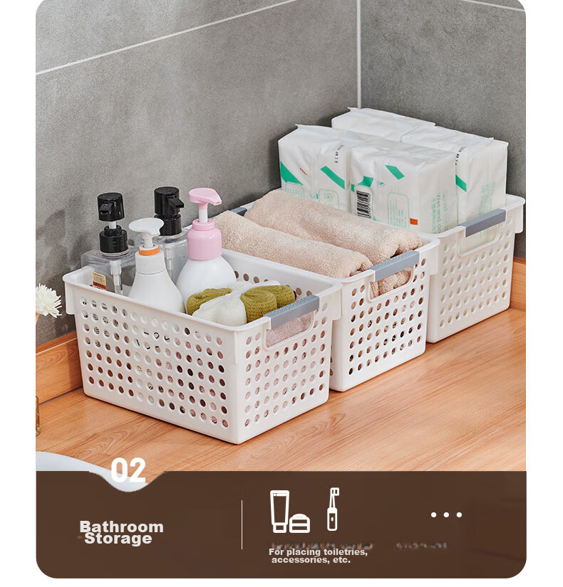 Youjialiangpin Hollow Storage Basket, Desktop Organizer Box, Cabinet Clutter Storage Basket, Bathroom Hollow Basket, Storage Container, Shallow Large Size 7
