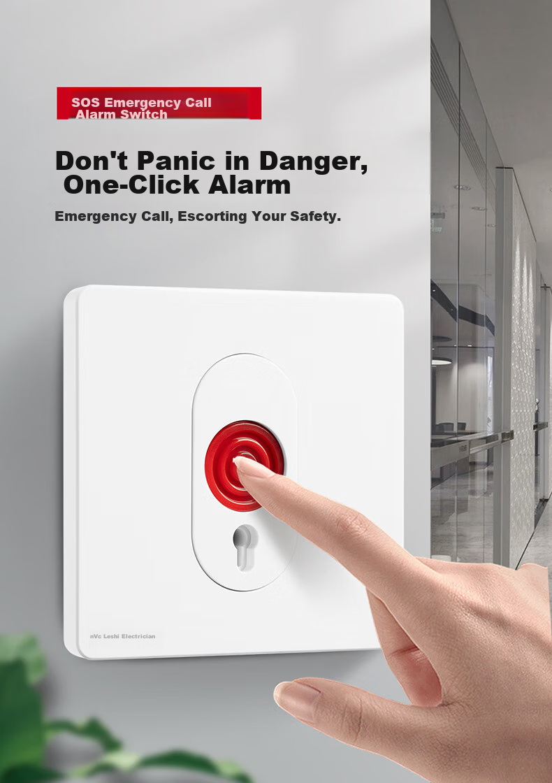 NVCleishidiangong Switch Panel, Emergency Call Alarm Switch, Anti-Theft Alarm Panel, Glazed White 1