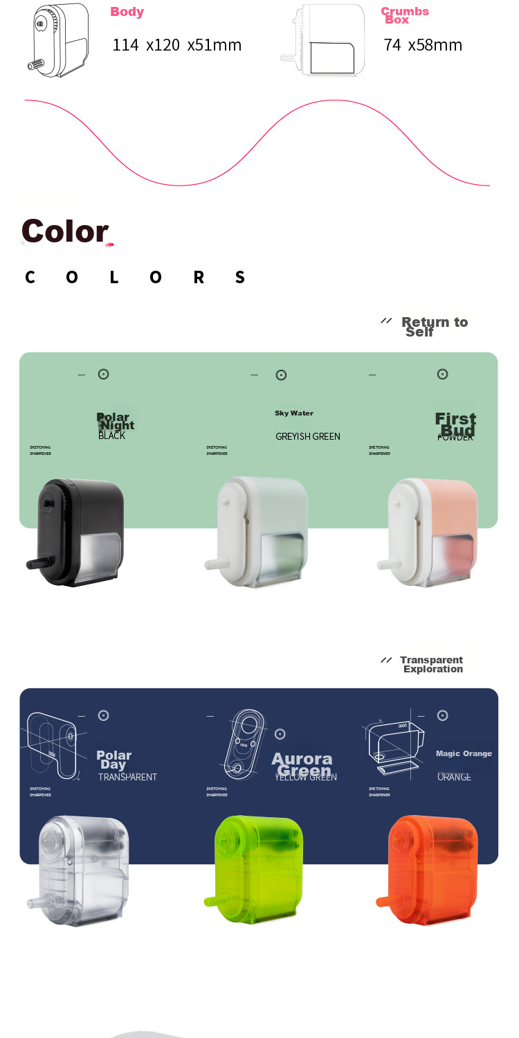 MIYA M Series Sketch Pencil Sharpener for Art Students, Hand-Cranked, Safety Anti-Jam, Suitable for Charcoal and Sketching Pencils, Elementary School Use, Marker Drawing Tool 5