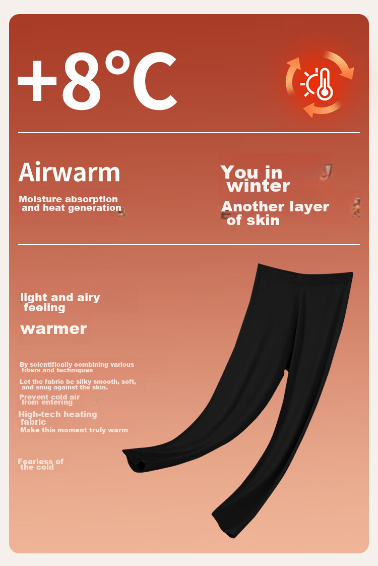 Ordifen Modal Heating Fiber Thermal Pants 5A Antibacterial Women's Seamless Warm Slim Fit Thermal Underwear Dusty Pink M 5