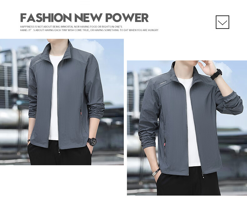 ROMON Men's Summer Ice Silk Cooling Sunscreen Jacket Outdoor Breathable UV Protection Coat 3031 Light Gray 4XL 10